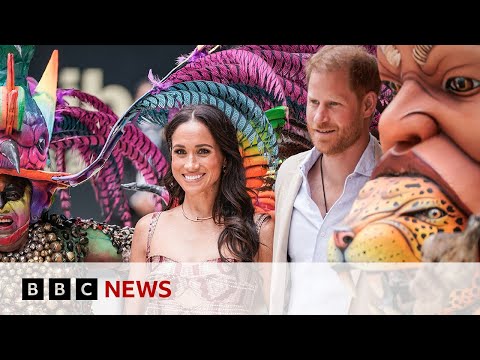 Prince Harry and Meghan arrive in Colombia | BBC News