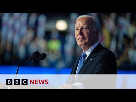 President Biden gives emotional farewell speech at Democratic National Convention | BBC News