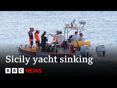 Search continues for six people missing after superyacht sinks off Sicily | BBC News