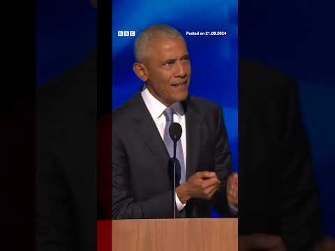 Barack Obama takes aim at Donald Trump during DNC speech. #Obama #Trump #BBCNews