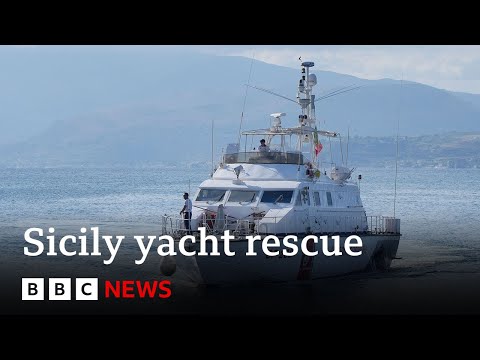 Rescue teams to try entering sleeping cabin of sunken Sicily yacht | BBC News