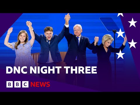 Tim Walz joined by Bill Clinton and Oprah Winfrey at Democratic convention | BBC News