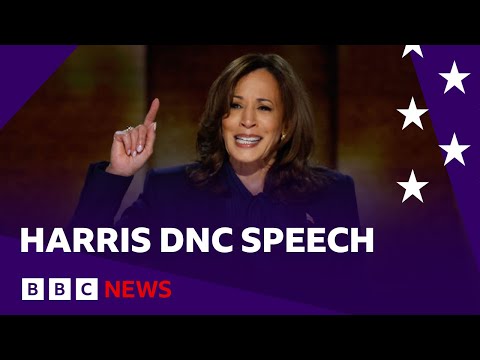 Kamala Harris accepts Democratic nomination for president on final night of DNC | BBC News