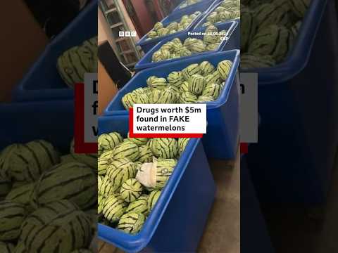 $5m of meth inside fake watermelons at US-Mexico border. #US #Mexico #BBCNews