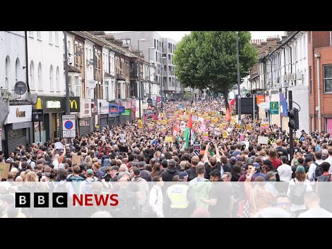 Anti-racism protests take place across England after violent unrest | BBC News