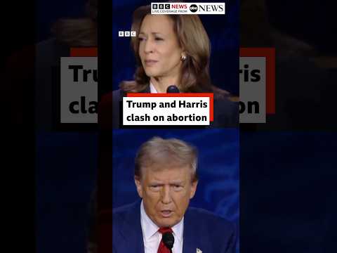 Trump and Harris clash on abortion during debate. #Trump #Harris #BBCNews