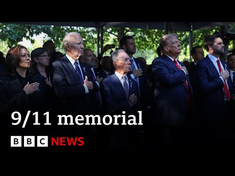 Kamala Harris and Donald Trump attend 9/11 memorial | BBC News