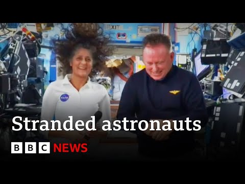 Stranded Nasa astronauts hold press conference from International Space Station | BBC News