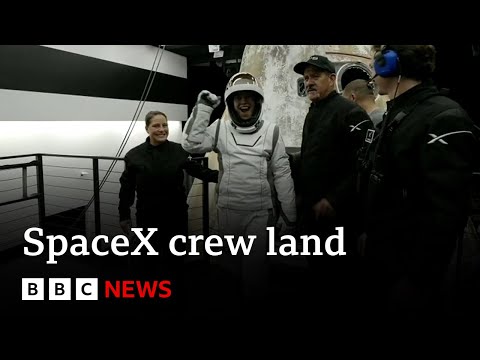 SpaceX crew returns to Earth after historic mission | BBC News