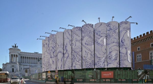 Webuild, a piazza Venezia silos cantiere Metro C diventano opere d’arte